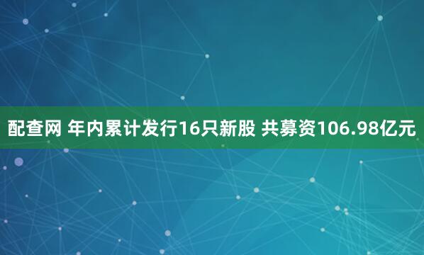 配查网 年内累计发行16只新股 共募资106.98亿元