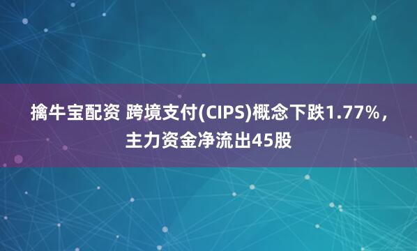擒牛宝配资 跨境支付(CIPS)概念下跌1.77%，主力资金净流出45股